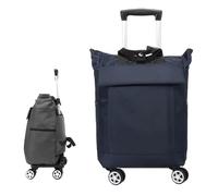 ASHSDI Shopping Bag on Wheels 4 Wheels Shopping Trolley Foldable Aluminum Alloy Portable 2-in-1 Detachable Shopping Cart Bag For Supermarket Travel Shopping Cart Grocery Bag(Blue)