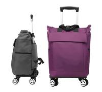 ASHSDI Shopping Bag on Wheels 4 Wheels Shopping Trolley Foldable Aluminum Alloy Portable 2-in-1 Detachable Shopping Cart Bag For Supermarket Travel Shopping Cart Grocery Bag(Purple)