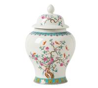 ASHSDI Temple Jar Ceramic Ginger Jar Decorative Ceramic Flower Vase Sealed Food Storage Jar Ancient Chinese Style Chinoiserie Tea Jar