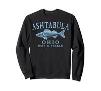 Ashtabula Ohio Walleye Lake Fishing Town Cyan Letters Sweatshirt