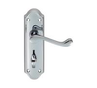 Ashtead Lever on Backplate Door Handle Set Contemporary Interior Lever Handle with Solid Design for UK Residential and Commercial Use (Bathroom, Polished Chrome, 168mm x 48mm Backplate)