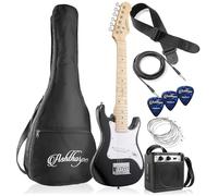 Ashthorpe 30-inch Beginner Electric Guitar Kit with Amplifier (Black), Basic Starter Package w/Gig Bag, Strings, Strap, Picks
