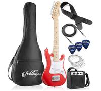 Ashthorpe 30-inch Beginner Electric Guitar Kit with Amplifier (Red), Basic Starter Package w/Gig Bag, Strings, Strap, Picks