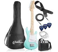 Ashthorpe 30-inch Beginner Electric Guitar Kit with Amplifier (Teal), Basic Starter Package w/Gig Bag, Strings, Strap, Picks