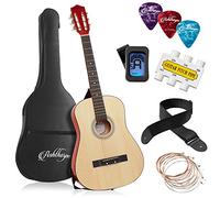 Ashthorpe 38-inch Beginner Acoustic Guitar Package (Natural), Basic Starter Kit w/Gig Bag, Strings, Strap, Tuner, Pitch Pipe, Picks