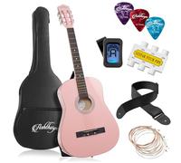 Ashthorpe 38-inch Beginner Acoustic Guitar Package (Pink), Basic Starter Kit w/Gig Bag, Strings, Strap, Tuner, Picks