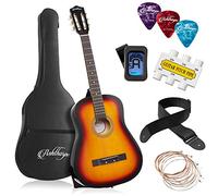 Ashthorpe 38-inch Beginner Acoustic Guitar Package (Sunburst), Basic Starter Kit w/Gig Bag, Strings, Strap, Tuner, Pitch Pipe, Picks