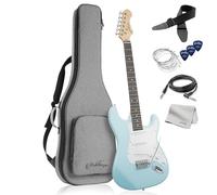 Ashthorpe - 39" Electric Guitar (Light Blue), Full Size Guitar Kit with Padded Bag, Tremolo Bar, Strap, Strings, Cable, Fabric, Picks