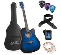 Ashthorpe 41-inch Beginner Cutaway Acoustic Guitar Package (Blue), Full Size Basic Starter Kit w/Gig Bag, Strings, Strap, Tuner, Picks