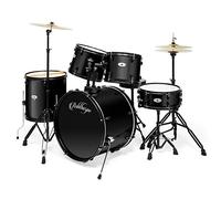 Ashthorpe 5-Piece Complete Full Size Adult Drum Set with Remo Batter Heads - Black