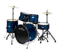Ashthorpe 5-Piece Complete Full Size Adult Drum Set with Remo Batter Heads - Blue