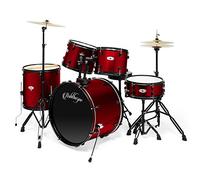 Ashthorpe 5-Piece Complete Full Size Adult Drum Set with Remo Batter Heads - Red