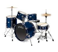 Ashthorpe 5-Piece Full Size Adult Drum Set with Remo Heads & Premium Brass Cymbals - Complete Professional Percussion Kit with Chrome Hardware - Blue