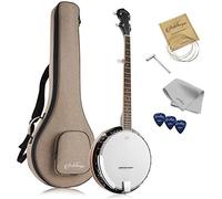 Ashthorpe 5-String Banjo - Full Size with 24 Brackets, Closed Back, Mahogany Resonator, Geared 5th Tuner, Padded Gig Bag