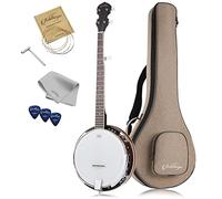 Ashthorpe 5-String Banjo, Left Handed - Full Size with 24 Brackets, Closed Back, Mahogany Resonator, and Geared 5th Tuner