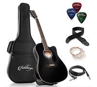 Ashthorpe Full-Size Cutaway Thinline Acoustic-Electric Guitar Package - Premium Tonewoods - Black