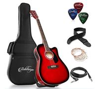 Ashthorpe Full-Size Cutaway Thinline Acoustic-Electric Guitar Package - Premium Tonewoods - Red