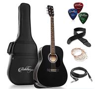 Ashthorpe Full-Size Dreadnought Acoustic-Electric Guitar Bundle - Premium Tonewoods - Black