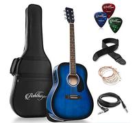 Ashthorpe Full-Size Dreadnought Acoustic-Electric Guitar Bundle - Premium Tonewoods - Blue