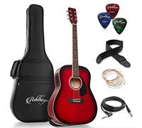 Ashthorpe Full-Size Dreadnought Acoustic-Electric Guitar Bundle - Premium Tonewoods - Red