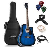 Ashthorpe Full-Size Dreadnought Cutaway Acoustic-Electric Guitar Bundle - Premium Tonewoods - Blue