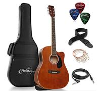 Ashthorpe Full-Size Dreadnought Cutaway Acoustic-Electric Guitar Bundle - Premium Tonewoods - Brown