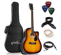 Ashthorpe Full-Size Dreadnought Cutaway Acoustic-Electric Guitar Bundle - Premium Tonewoods - Sunburst