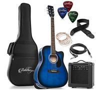 Ashthorpe Full-Size Dreadnought Cutaway Acoustic Electric Guitar Package with 10 Watt Amp - Blue
