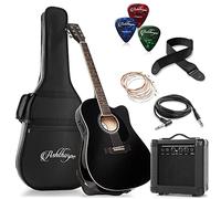 Ashthorpe Full-Size Thinline Cutaway Acoustic Electric Guitar Package with 10 Watt Amp - Black