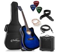 Ashthorpe Full-Size Thinline Cutaway Acoustic Electric Guitar Package with 10 Watt Amp - Blue