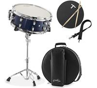 Ashthorpe Snare Drum Set with Remo Head (Blue) - Student Beginner Kit with Stand, Padded Gig Bag, Practice Pad, Neck Strap, and Sticks