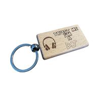 Ashton and Finch DJ Keyring - Wooden Engraved Design