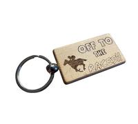 Ashton and Finch Horse Racing Keyring Gift - Wooden Laser Engraved Key Ring Keychain