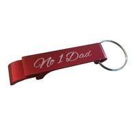 Ashton and Finch No.1 Dad Bottle Opener Keyring - Engraved Metal Design Red