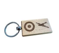 Ashton and Finch Spitfire Keyring - Wooden Engraved RAF Aircraft Design