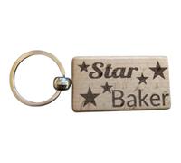 Ashton and Finch Star Baker Keyring - Wooden Engraved Design