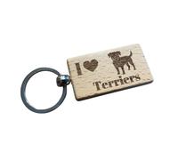 Ashton and Finch Terrier Keyring Gift - Wooden Custom Laser Engraved Dog Key Ring Keychain