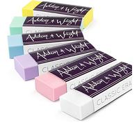 Ashton and Wright - Classic Eraser - Latex Free Plastic Rubber - [Pack of 6] - Pack of 5 Pastel + 1 White