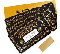 Ashton and Wright - Golden Ticket Scratch Off Card with Gold Envelope - Personalised Blank Ticket for Surprise Reveal Scratch Off Voucher - Art Deco Black/Gold Design (12)