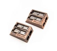 Ashton and Wright Metal Pencil Sharpener, Pack of 2 (Antique Copper, Double Hole)