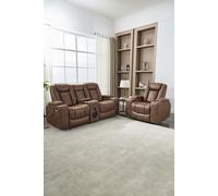 Ashton Electric Recliner 1+2 Seater Sofa Set Technology Fabric With Speakers & Usb-C Charging More4Homes Brown One Size