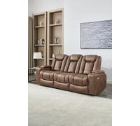 Ashton Electric Recliner 3 Seater Sofa Technology Fabric With Built-In Plugs & USB-C Charging More4Homes Brown One Size