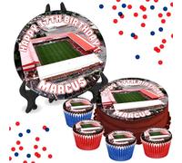 Ashton Gate Bristol City Stadium PERSONALISED Edible Cupcake Toppers / 8" Inch Cake Wafer or Icing - Sports Football Fan Birthday Decorations - Perfect for Brownies, Cookies, Muffins & More!