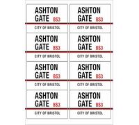 Ashton Gate BS3 City of Bristol Road Sign Rectangular Matt Paper Stickers A4 Sheet of 8 (Each Sticker is 99mm x 68mm)