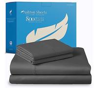 Ashton Sheets 100% Egyptian Cotton Sheets Queen Size - 800 Thread Count 4 PC Queen Sheet Set Egyptian Cotton, Sateen Luxury Sheets Queen Size, High Thread Count Sheets, 16" Deep Pocket - Dark Grey