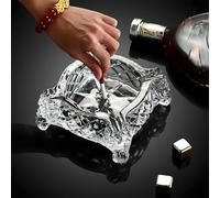 Ashtray 5 x 5 inch, Large Glass Ashtray for Cigarettes & Cigars, Clear Crystal Ash trays Outdoor Glass Spuare Ashtrays