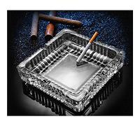 Ashtray 7 x 7 inch, Large Crystal Glass Ashtray for Cigarettes Cigar, Square Ash Tray for Home Office Decor or Patio Balcony Outdoor Use