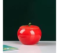 Ashtray - Apple Shape Portable Tabletop Decoration Ceramics Ashtrays With Lid, Windproof Smell Proof Ash Holder Case For Indoor Outdoor Use,Red,9.8Cm×8.8Cm