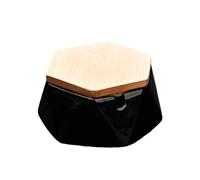 Ashtray Ceramic Tabletop Geometric With Wooden Lid for Cigarettes,Windproof Ash Tray for Indoor and Outdoor Use