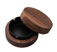 Ashtray Ceramic Walnut Simple Wooden With Cover to Prevent Ash From Flying is Naturally